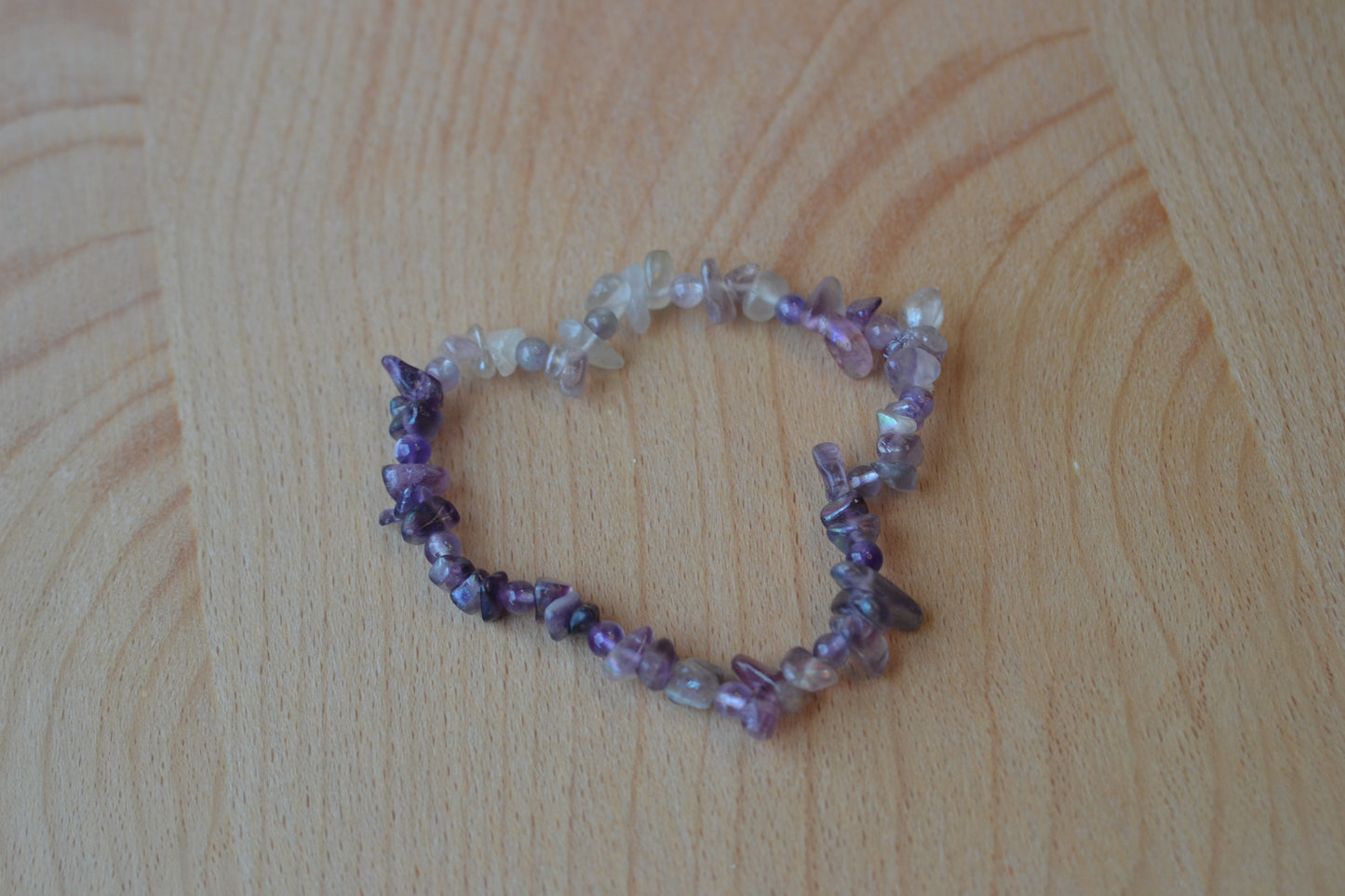 Purple Aura Fluorite & Amethyst Chip Bracelet – Clarity, Protection & Intuition