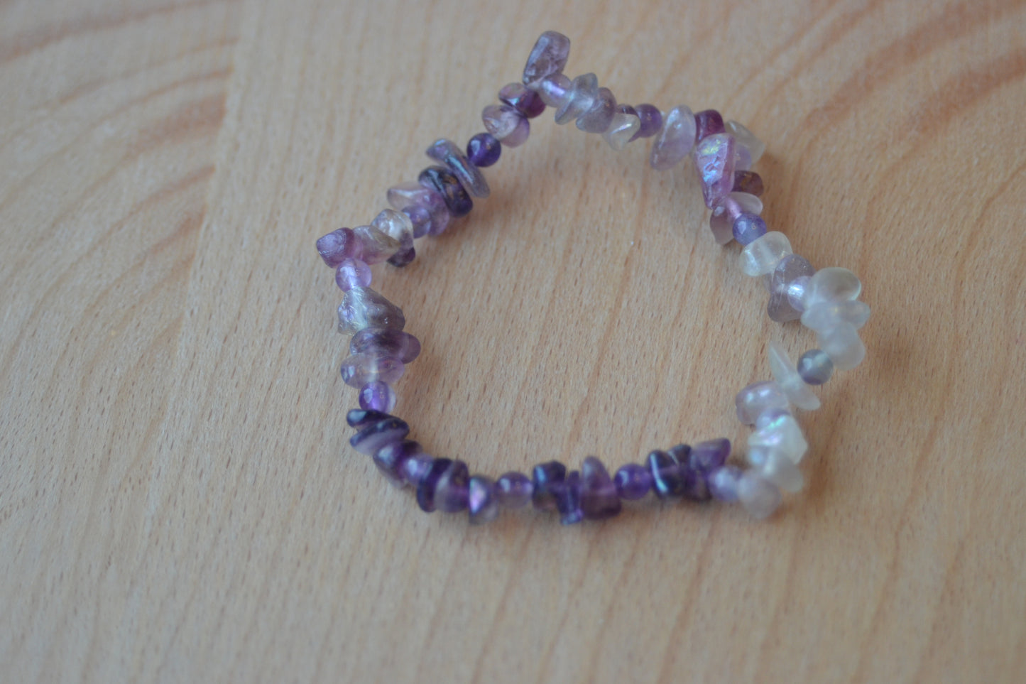 Purple Aura Fluorite & Amethyst Chip Bracelet – Clarity, Protection & Intuition