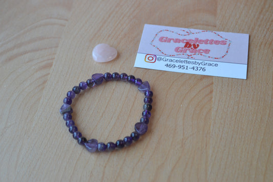 Amethyst Heart Bracelet – Calm, Love & Spiritual Clarity (4mm + 6mm)