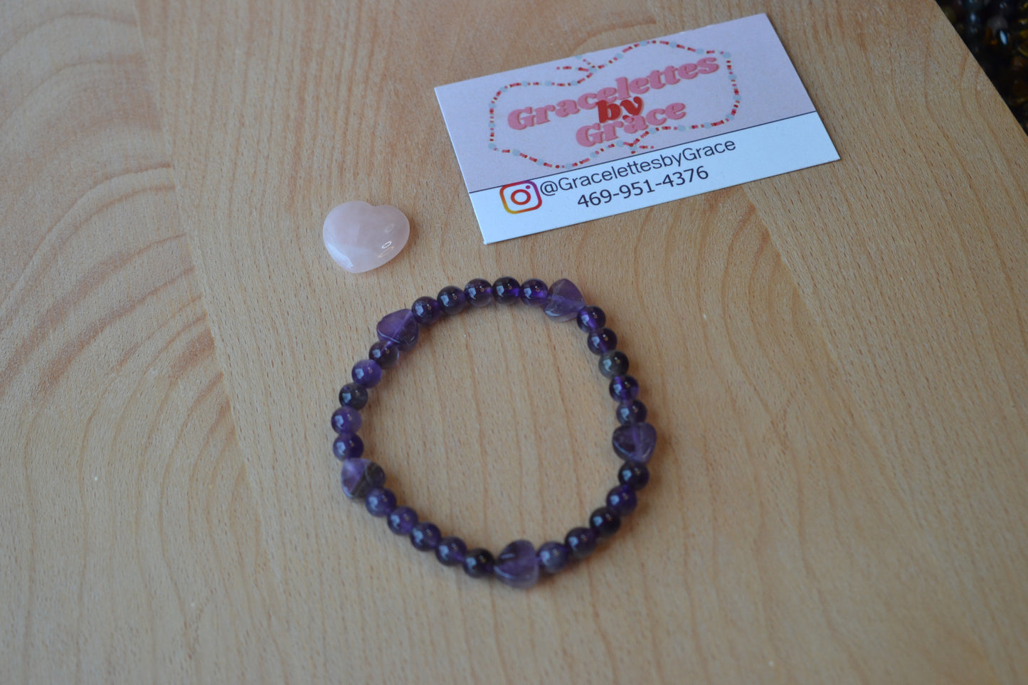 Amethyst Heart Bracelet – Calm, Love & Spiritual Clarity (4mm + 6mm)