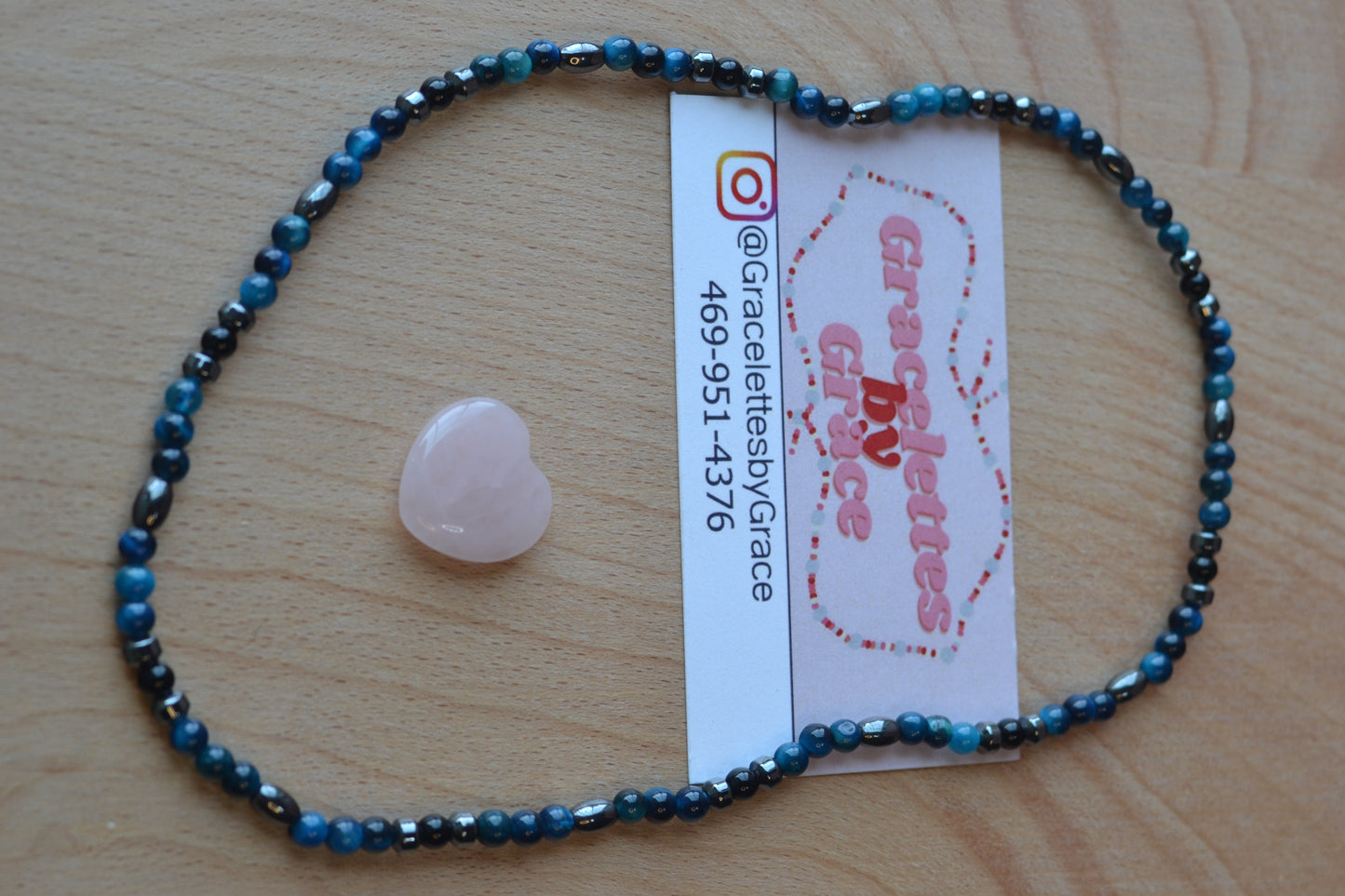 Blue Tiger’s Eye, Hematite & Black Onyx Choker – Grounding & Focused Energy (16”)