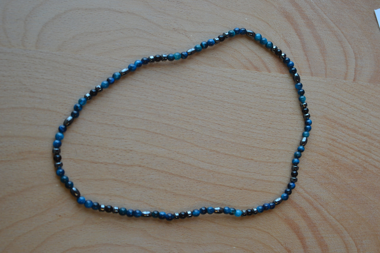 Blue Tiger’s Eye, Hematite & Black Onyx Choker – Grounding & Focused Energy (16”)