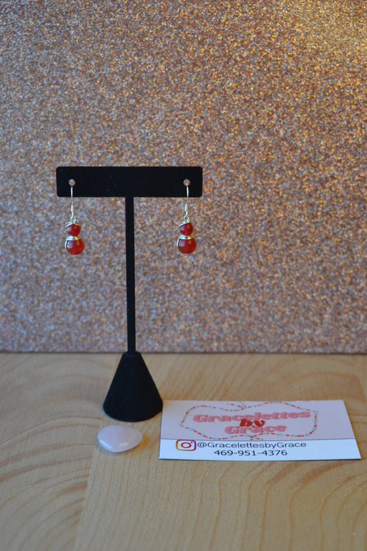 Cherry Quartz Earrings – Graceful Clarity in Silver