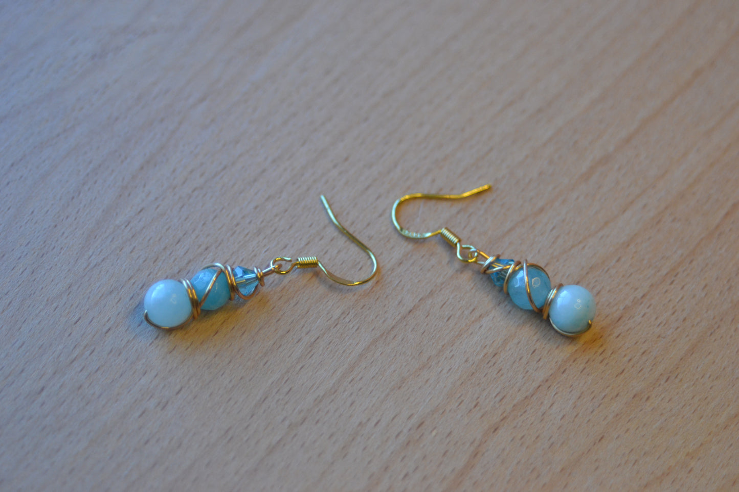 Aquamarine Tiered Earrings – Serenity in Gold (1.25")