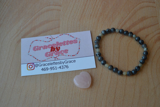 Labradorite Light & Shadow Bracelet – 4mm Grey & 2mm Green Labradorite for Intuition & Balance