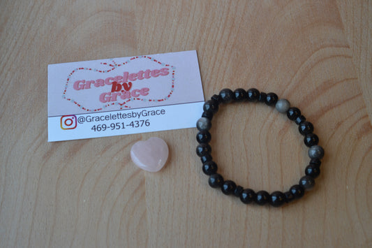 Masculine Silver Obsidian Bracelet – Grounded Strength & Protection
