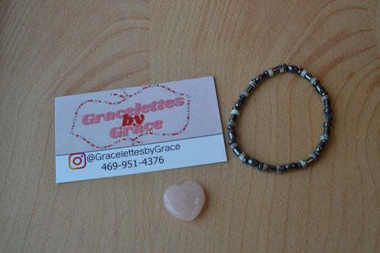 Hematite & Rhodonite Bracelet – Grounded Heart & Steady Strength (2mm)