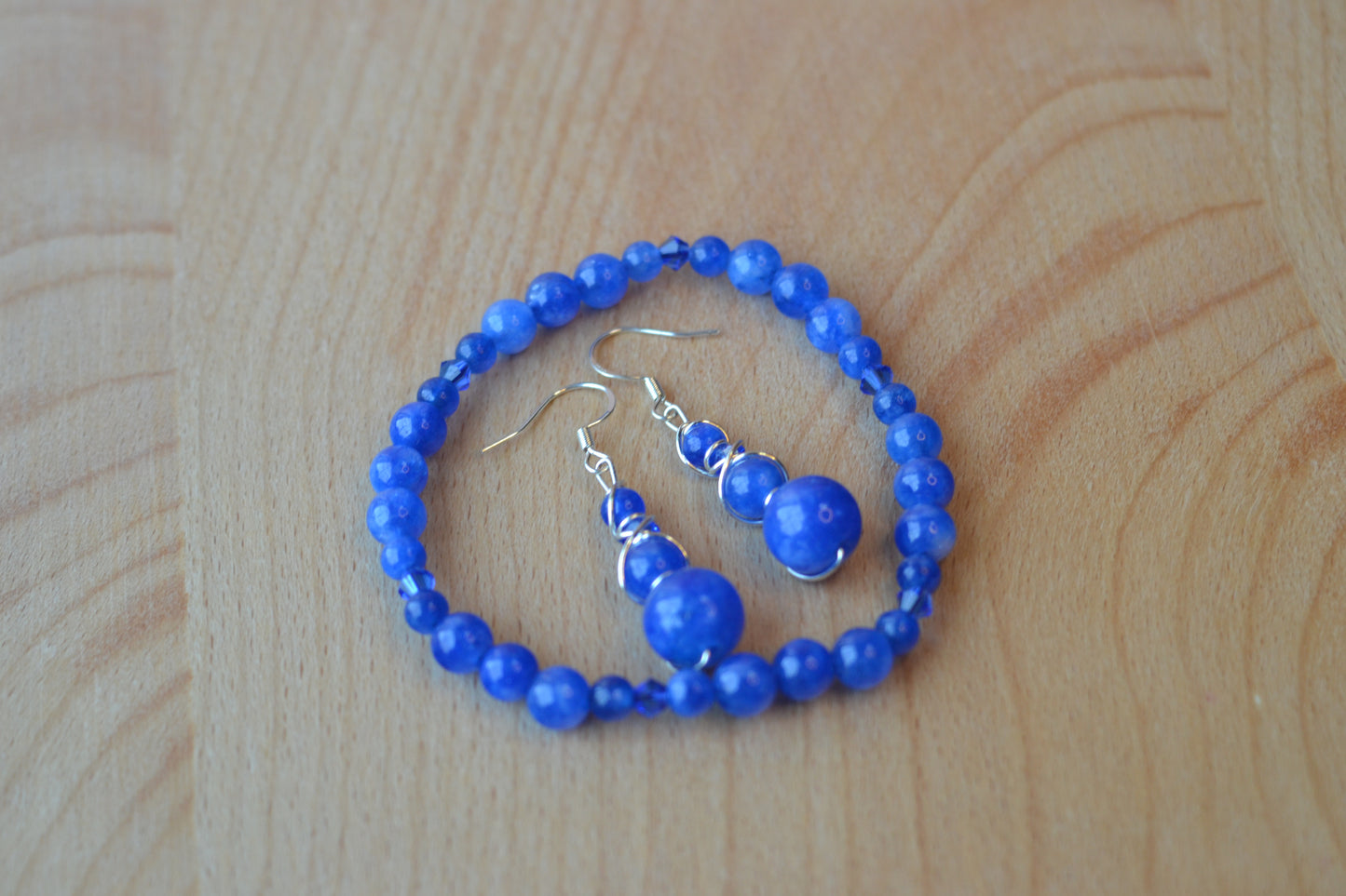Druzy Blue Jasper Earring & Bracelet Set – Clarity, Calm & Sparkling Strength