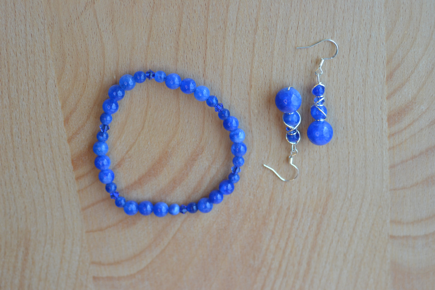 Druzy Blue Jasper Earring & Bracelet Set – Clarity, Calm & Sparkling Strength
