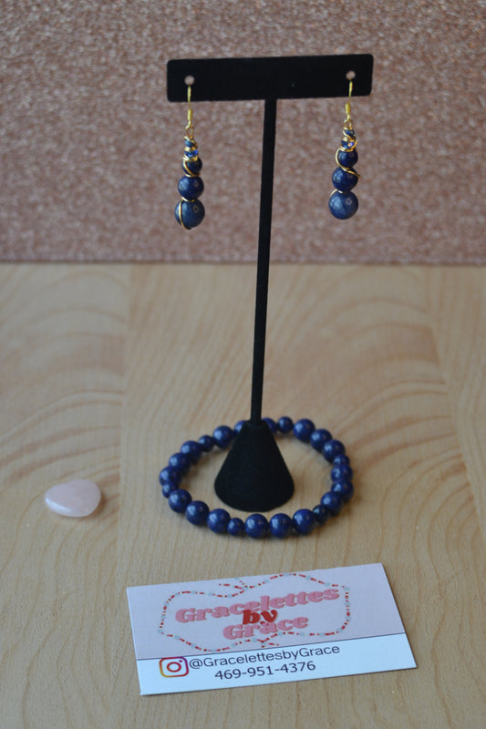 Lapis Lazuli Bracelet & Earring Set – Truth, Wisdom & Royal Radiance