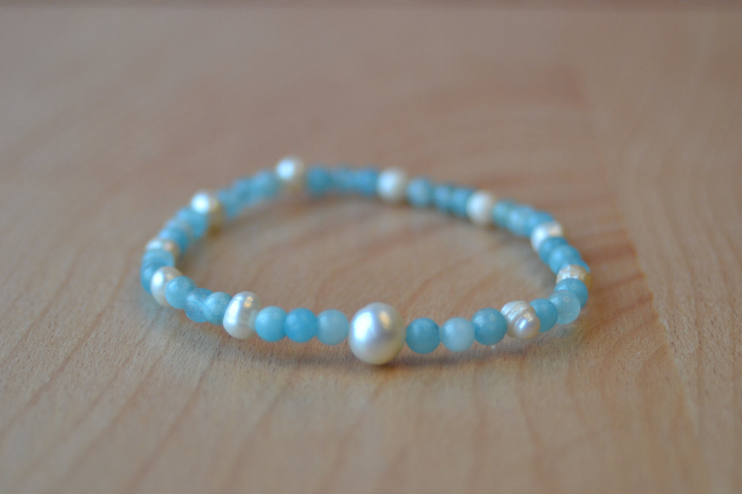 Aquamarine & Freshwater Pearl Bracelet – Feminine Flow & Divine Stillness
