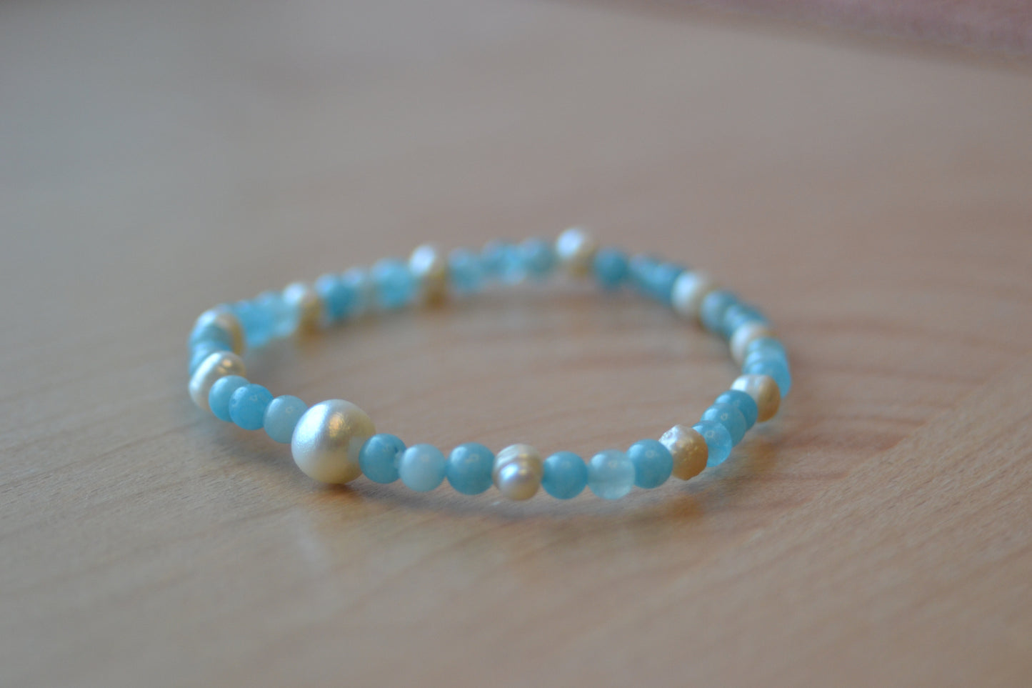 Aquamarine & Freshwater Pearl Bracelet – Feminine Flow & Divine Stillness