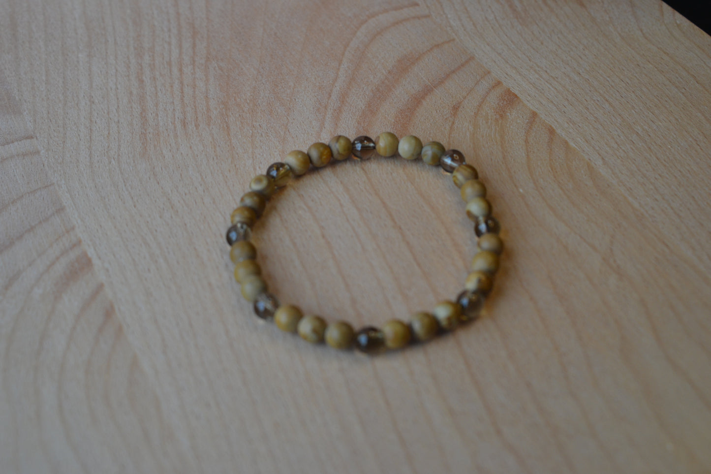Wooden Jasper & Smoky Quartz Bracelet – Earthy Grounding & Protective Energy