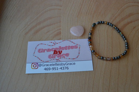 Hematite & Yellow Agate Bracelet – Grounded Joy & Mental Clarity (2mm)