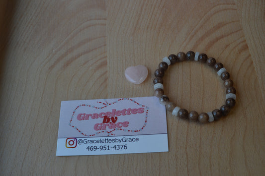 Chiastolite & Quartz Bracelet – Protection, Balance & Spiritual Clarity (6mm)