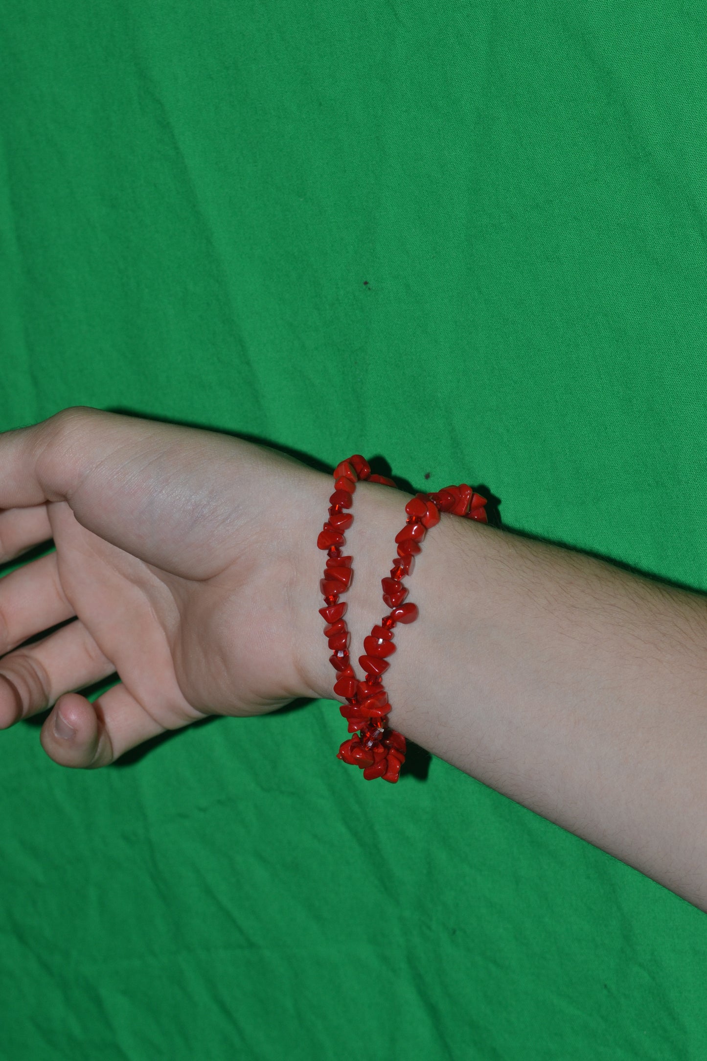 Red Coral & Crystal Necklace – 16" | Handmade Statement Jewelry for Confidence & Vitality