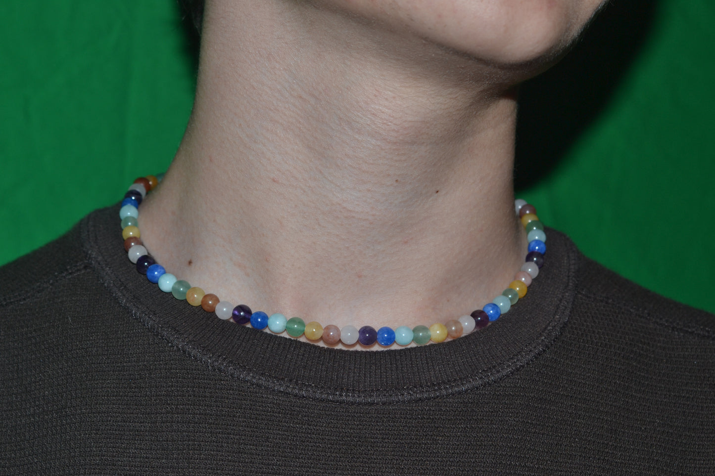 Delicate Rainbow Crystal Choker – Rose Quartz, Aquamarine, Amethyst & More (16”)