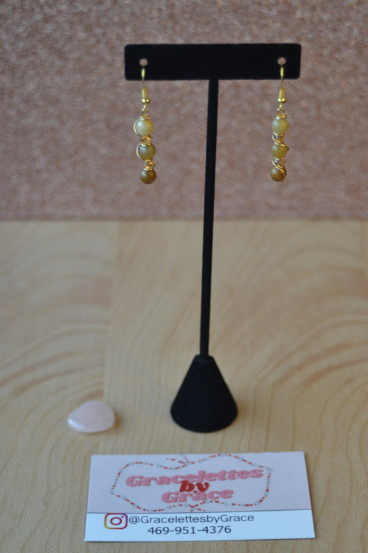 🌞 Golden Jade Gradient Earrings – “Amber Bloom”