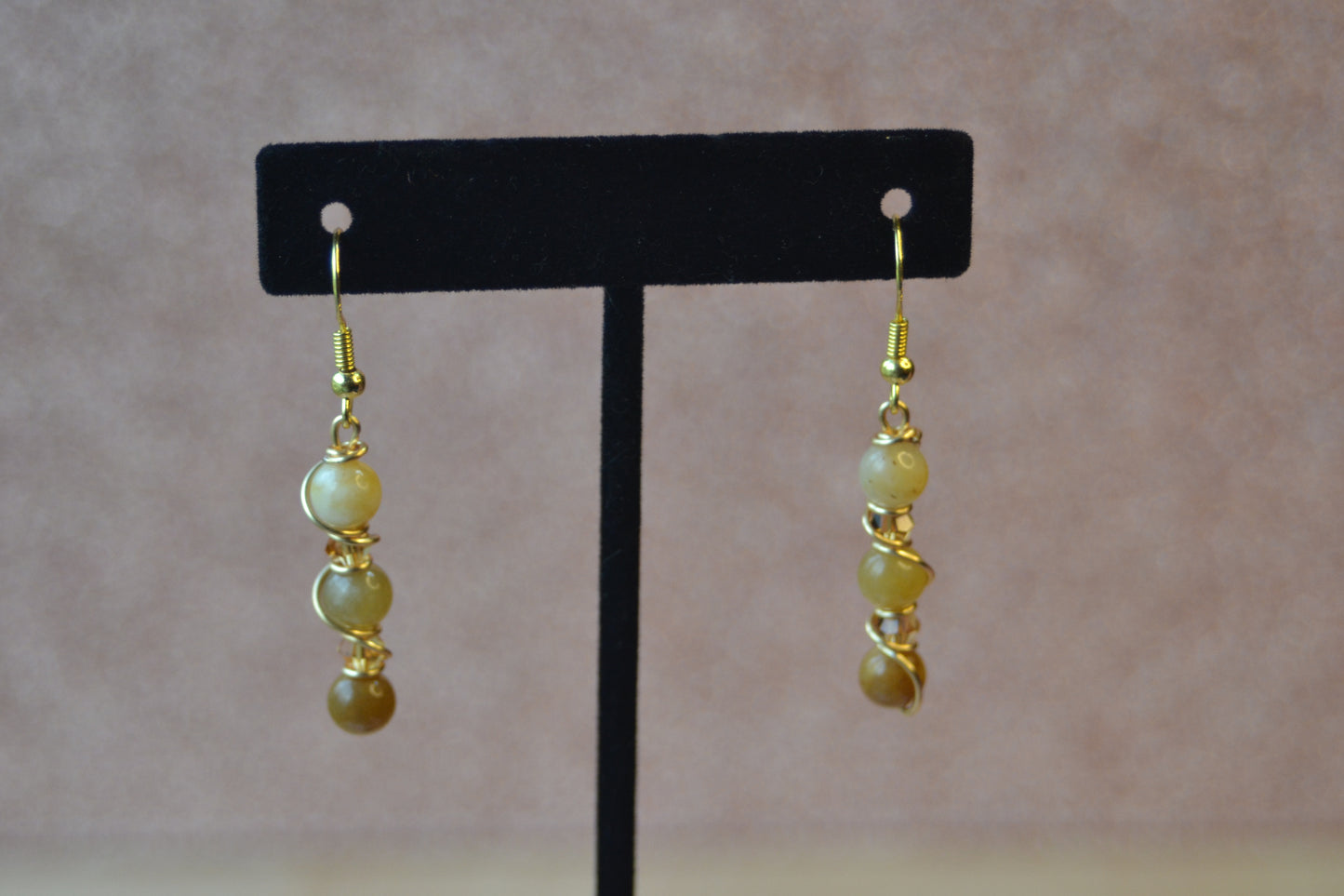 🌞 Golden Jade Gradient Earrings – “Amber Bloom”