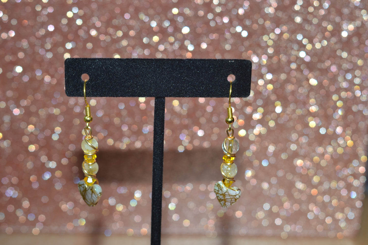 π Heart of Gold Earrings β Citrine & Mother of Pearl