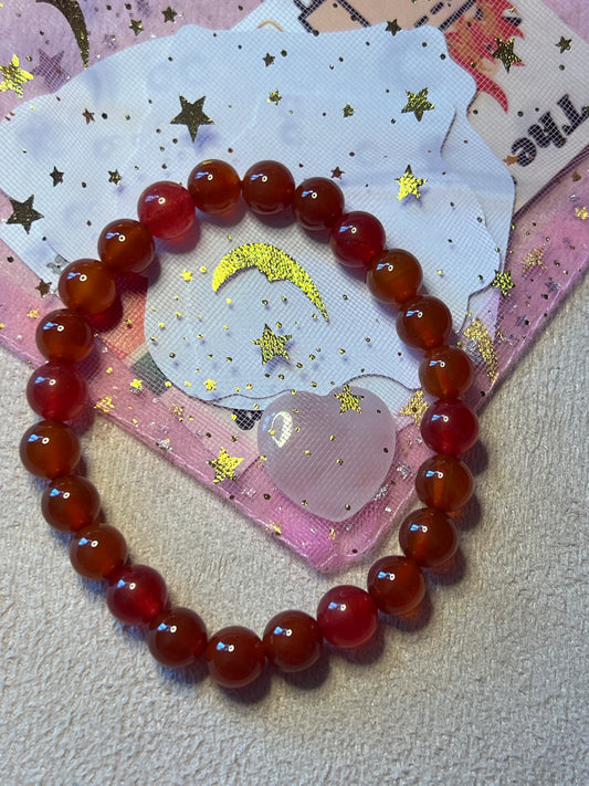 “Legal Briefs” Bracelet – Carnelian & Cherry Quartz (6mm)