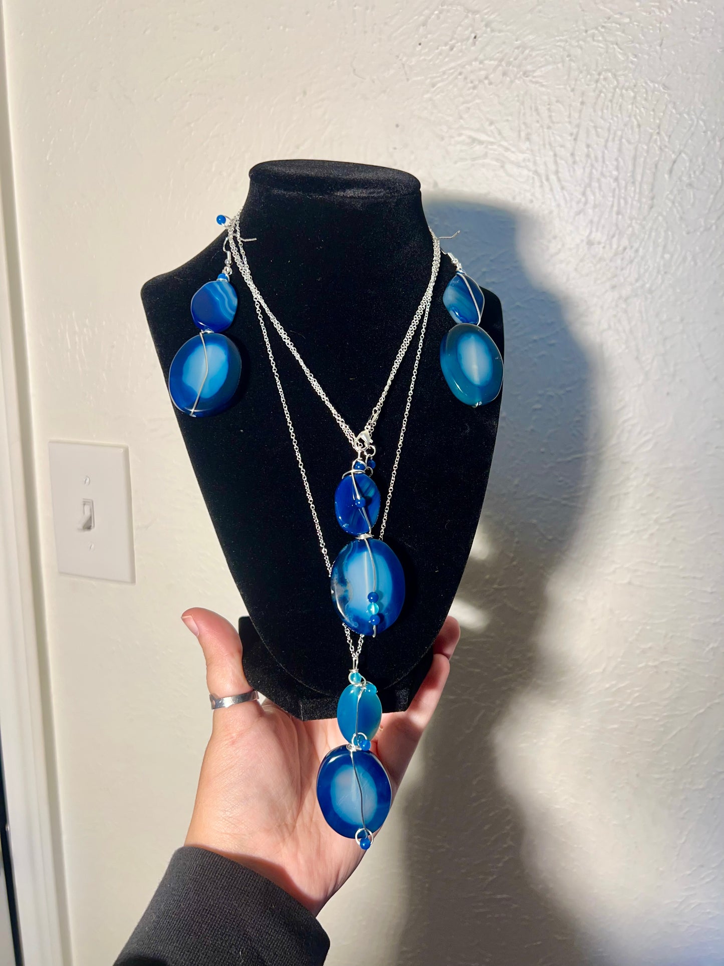 Blue Lace Agate Necklace (20”)