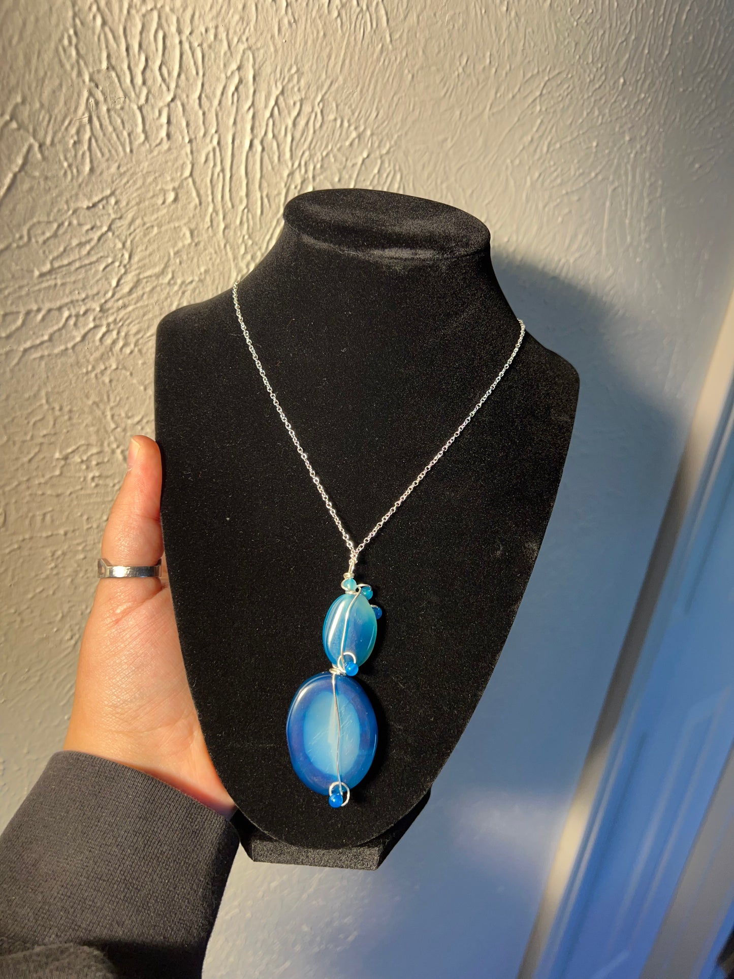 Blue Lace Agate Necklace (20”)