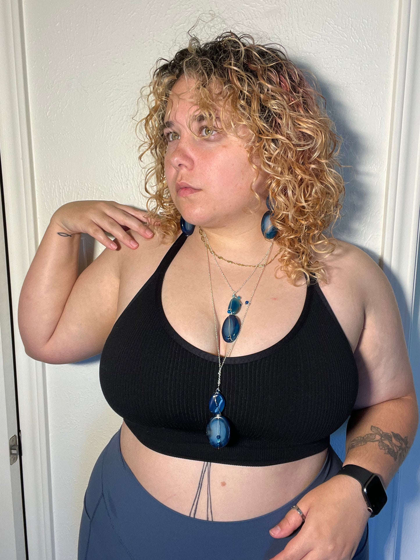Blue Lace Agate Necklace (30”)