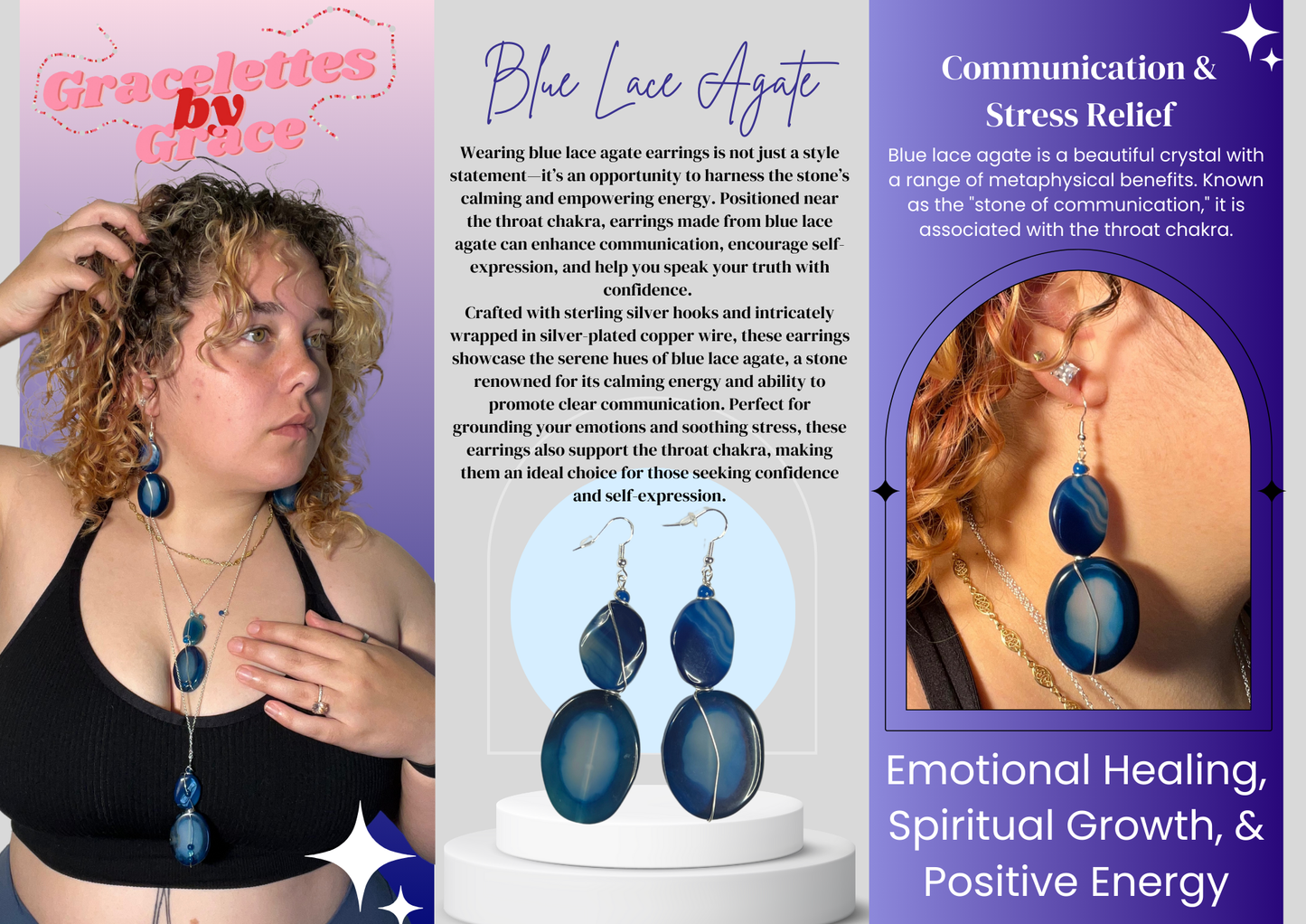 Blue Lace Agate Earrings 💙🩵