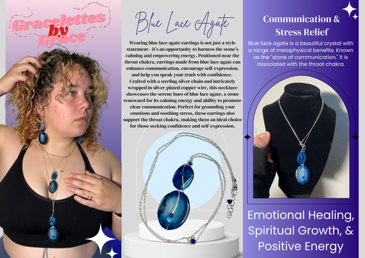 Blue Lace Agate Necklace (30”)