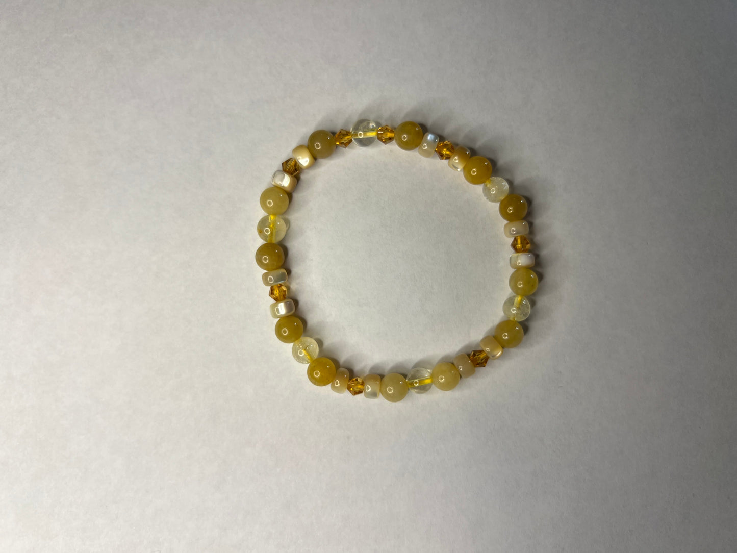 🌞 Citrine & Mother of Pearl Gracelettes Set – “Sunlit Serenity”