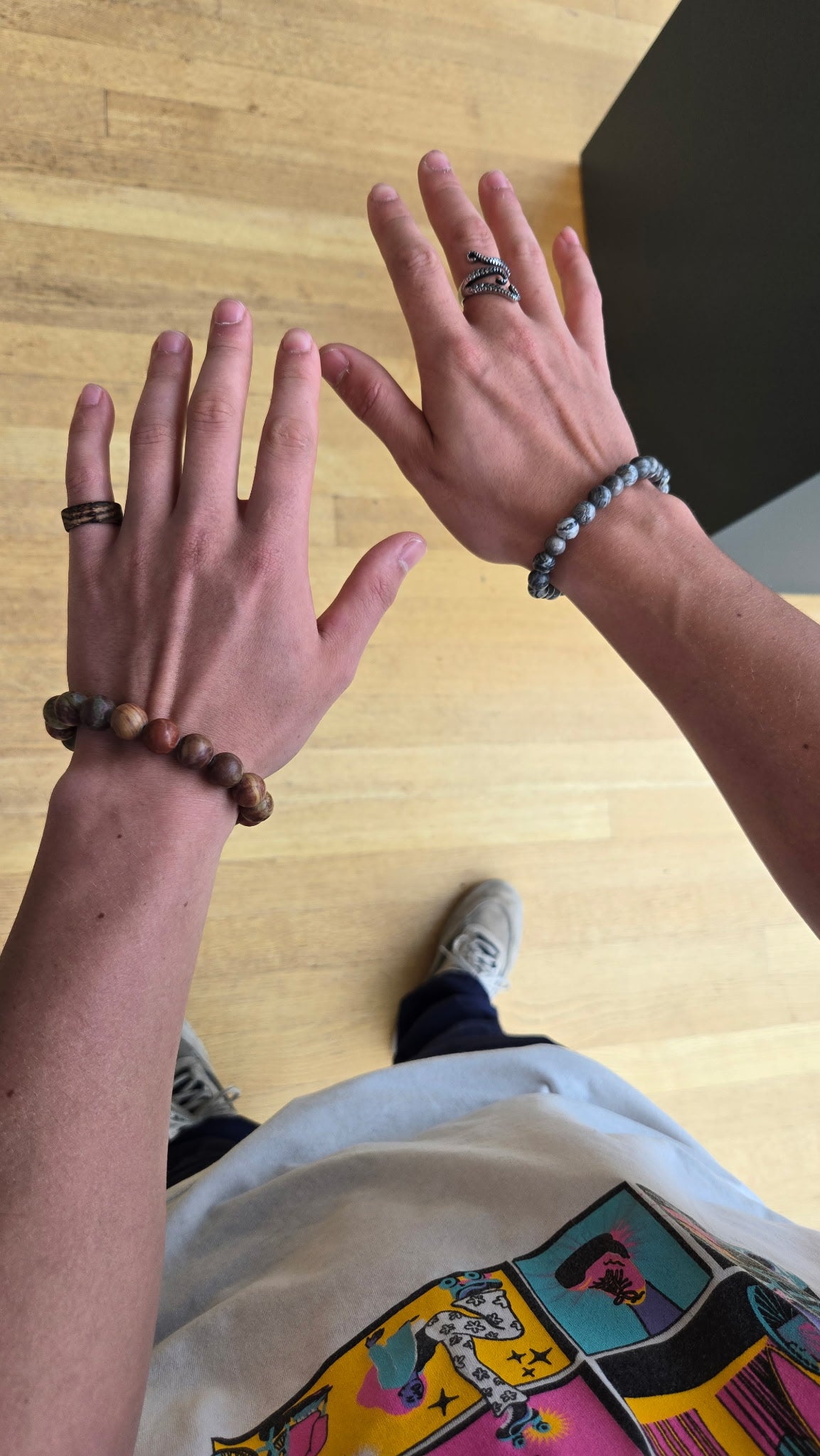 Grey Jasper & Silver Obsidian Bracelet – Grounding, Clarity & Protection