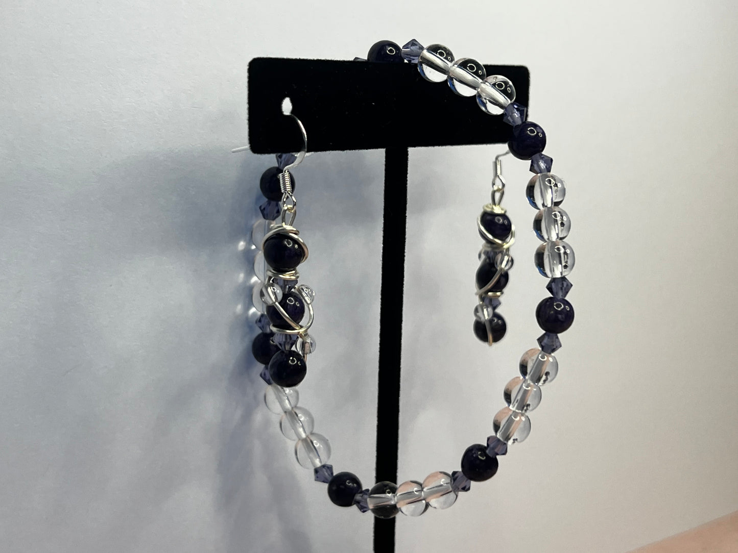 Lepidolite & Clear Quartz Bracelet + Earring Set