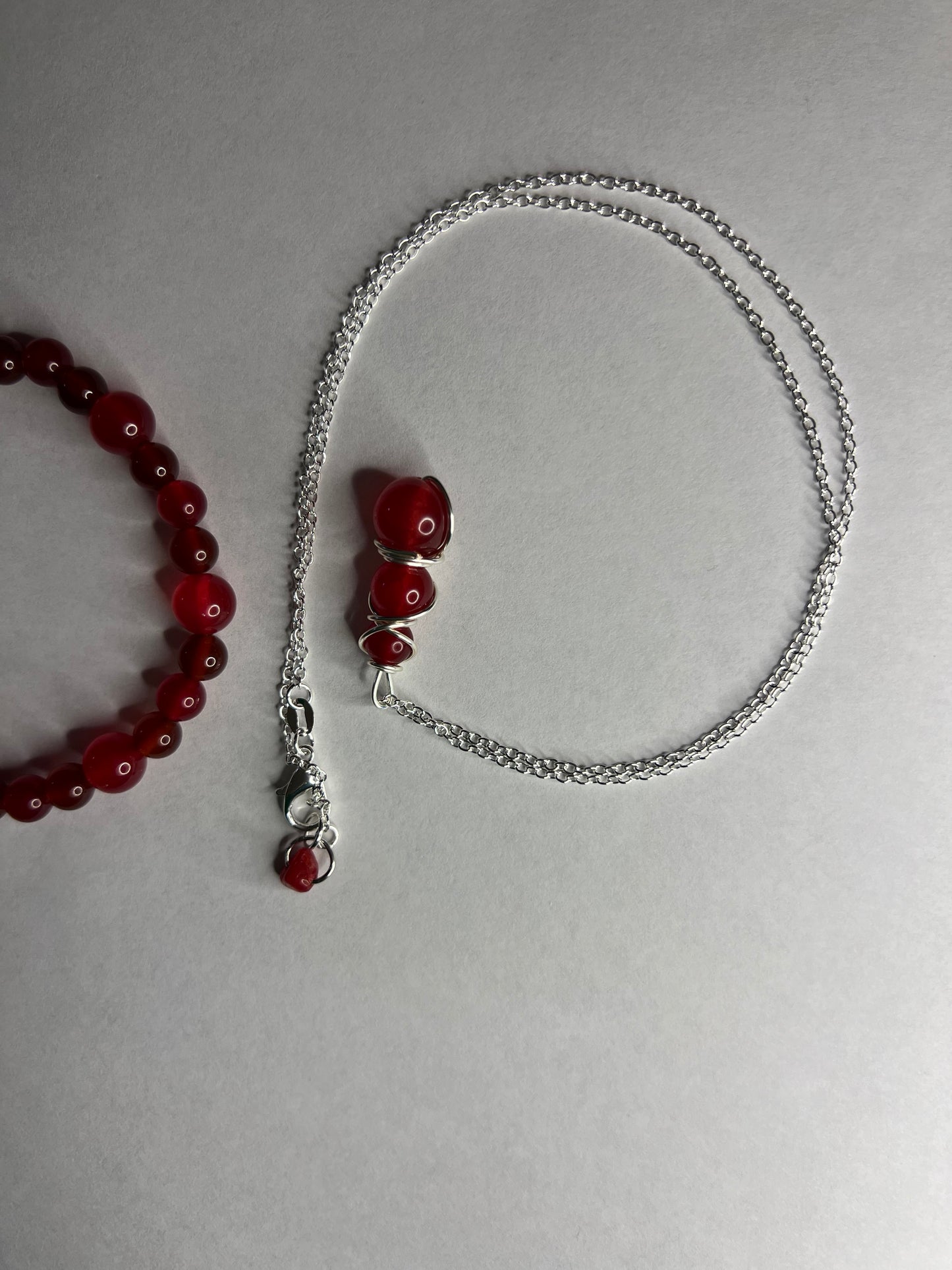 🔥 Sacred Spark – Cherry Quartz & Carnelian Jewelry Set