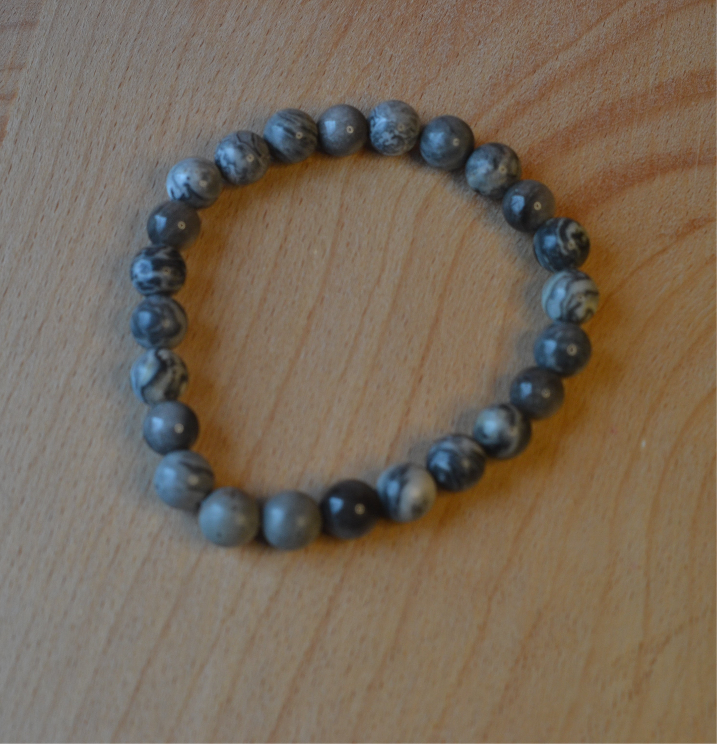 Grey Jasper & Silver Obsidian Bracelet – Grounding, Clarity & Protection