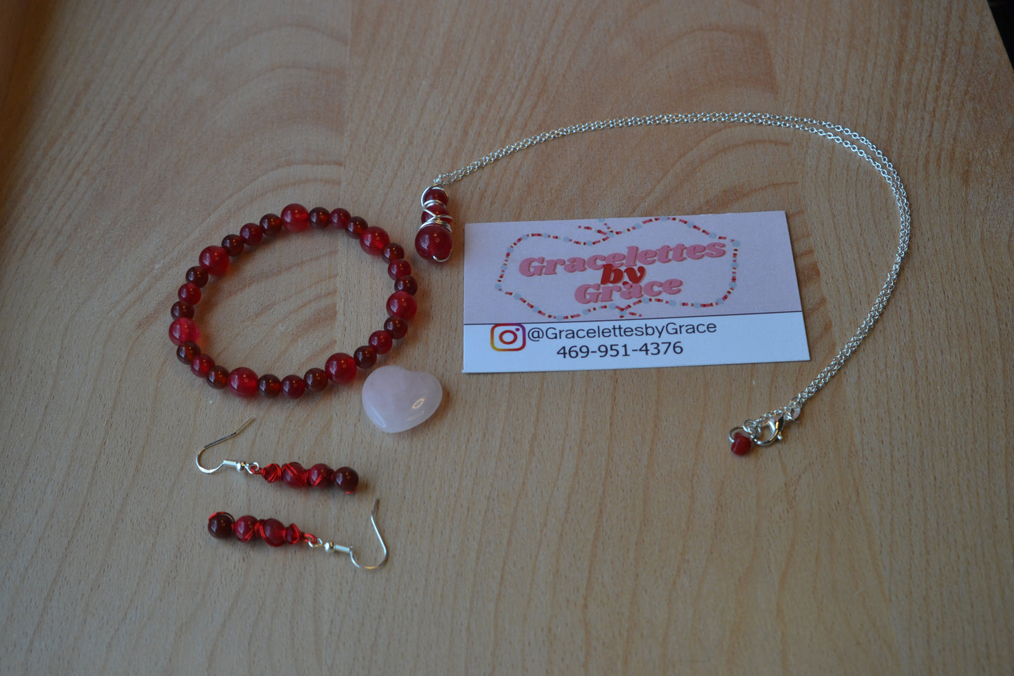 🔥 Sacred Spark – Cherry Quartz & Carnelian Jewelry Set