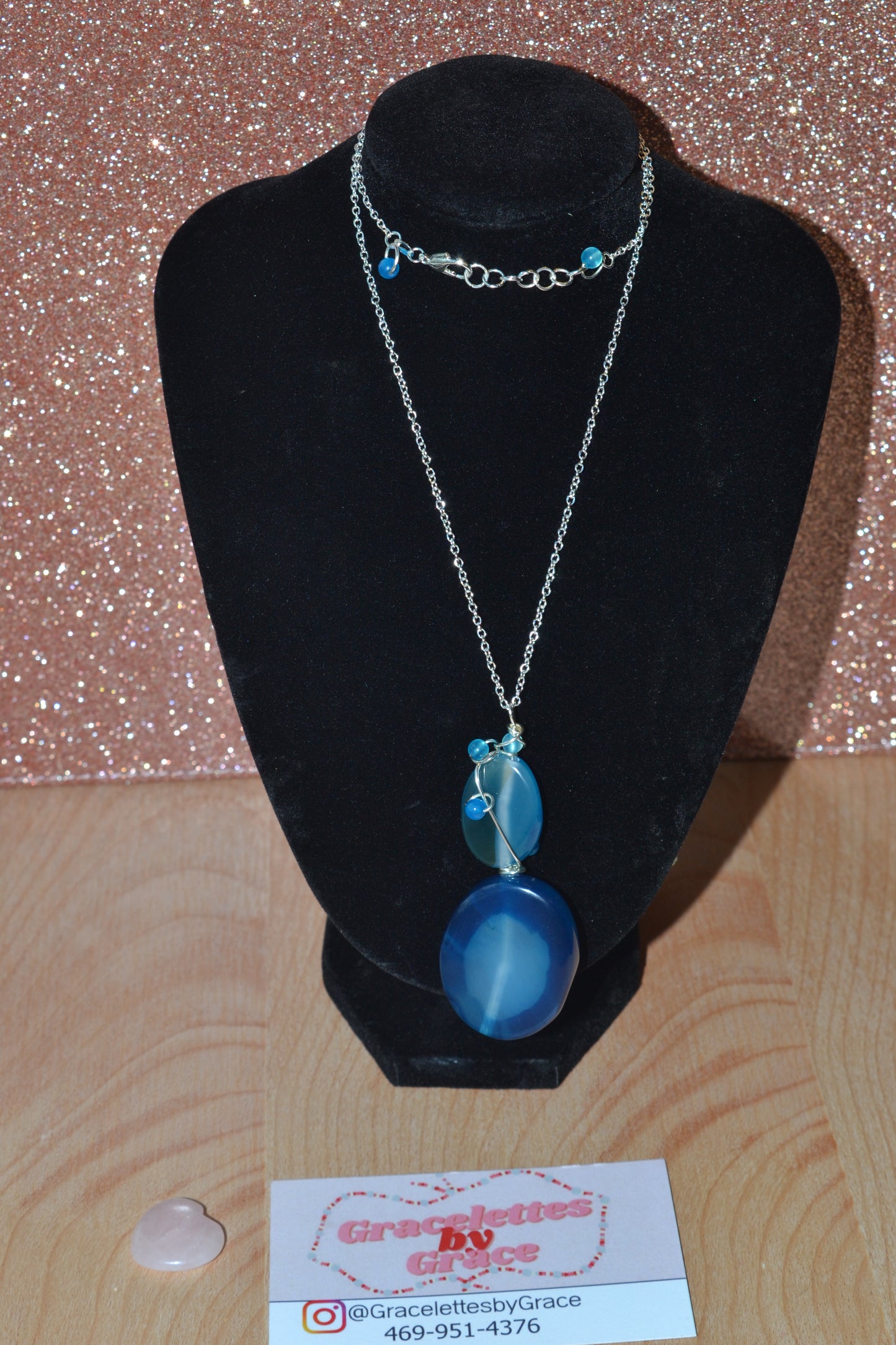 Blue Lace Agate Necklace (20”)