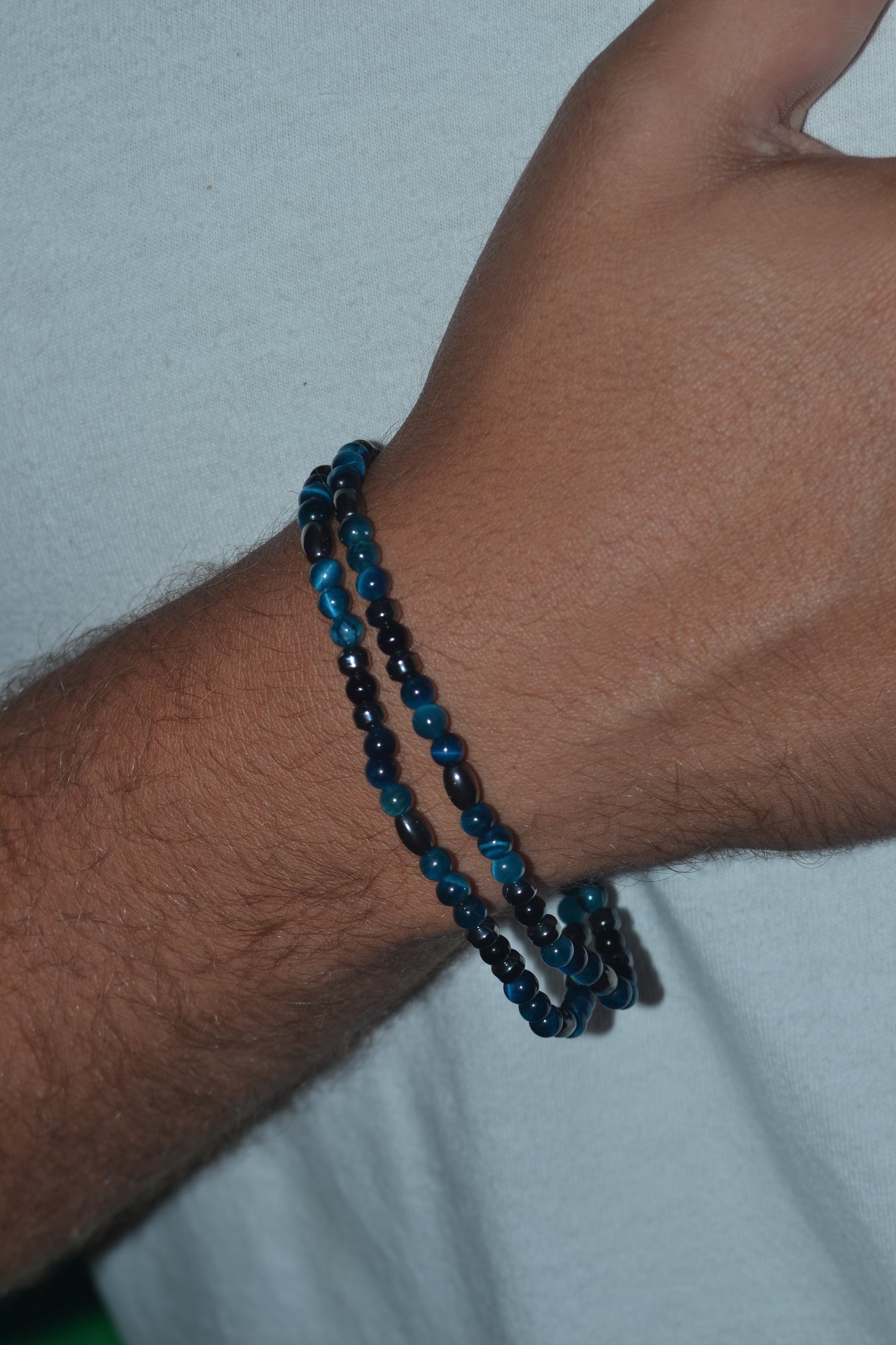 Blue Tiger’s Eye, Hematite & Black Onyx Choker – Grounding & Focused Energy (16”)