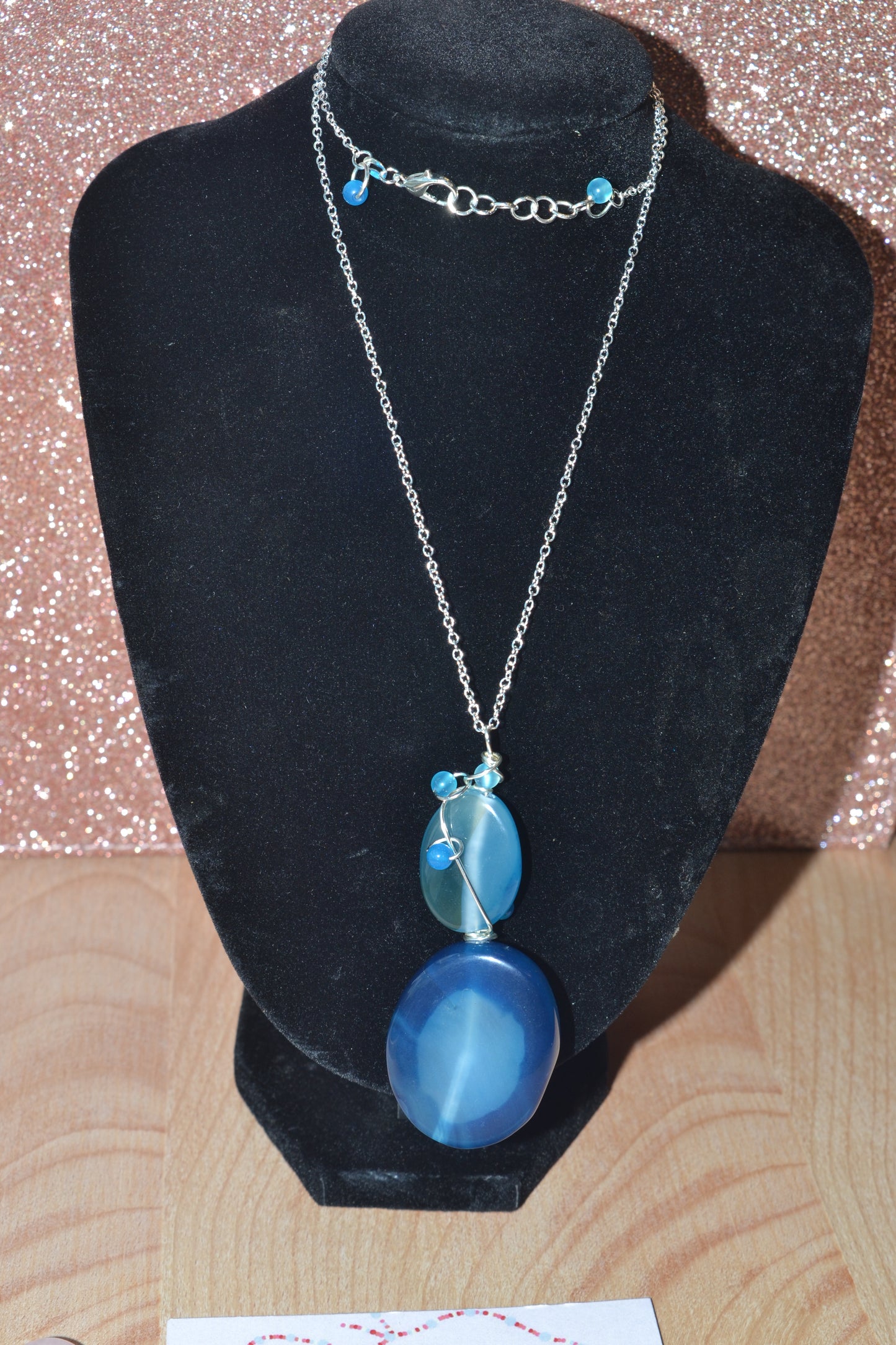 Blue Lace Agate Necklace (20”)
