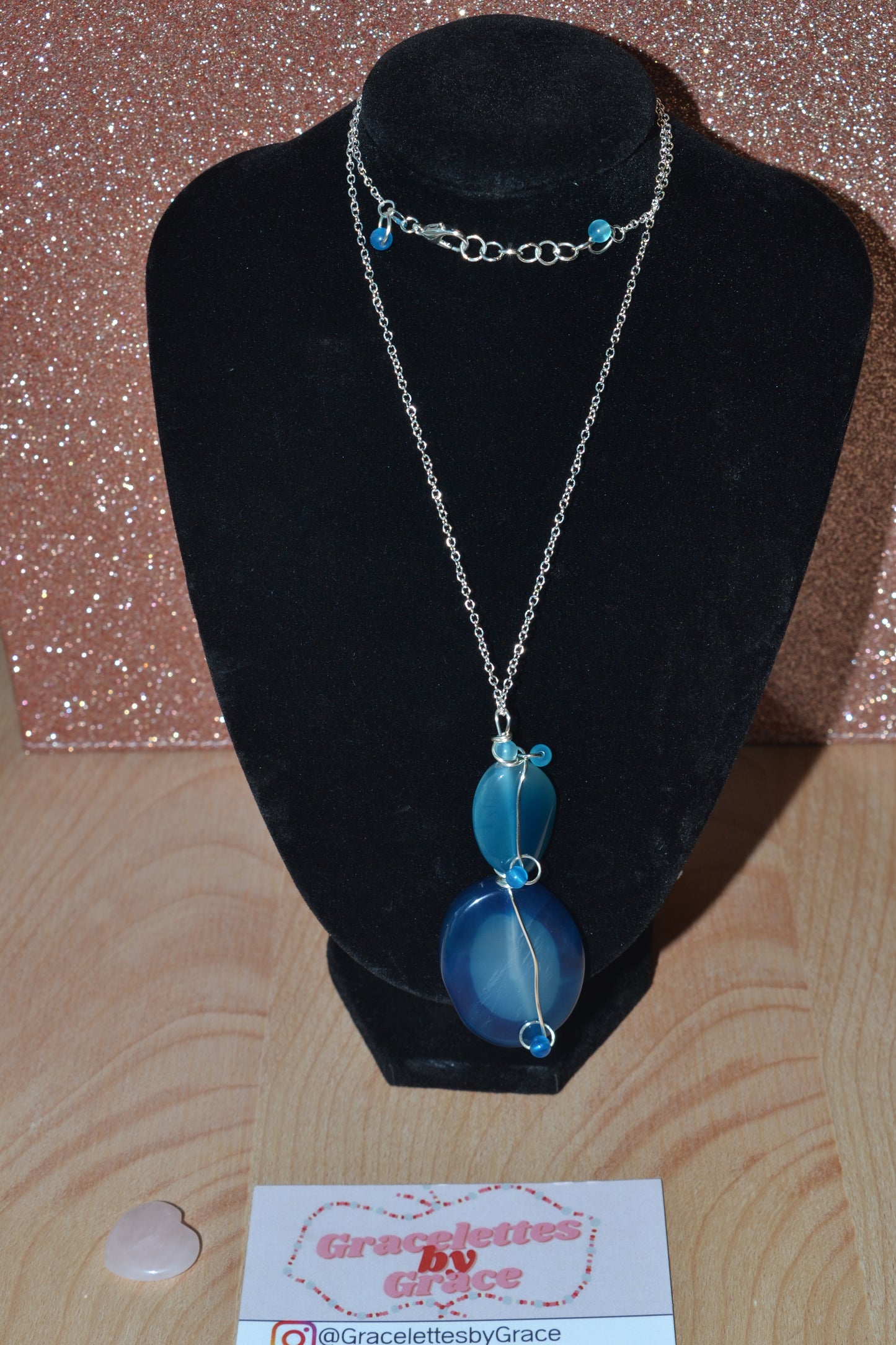 Blue Lace Agate Necklace (20”)