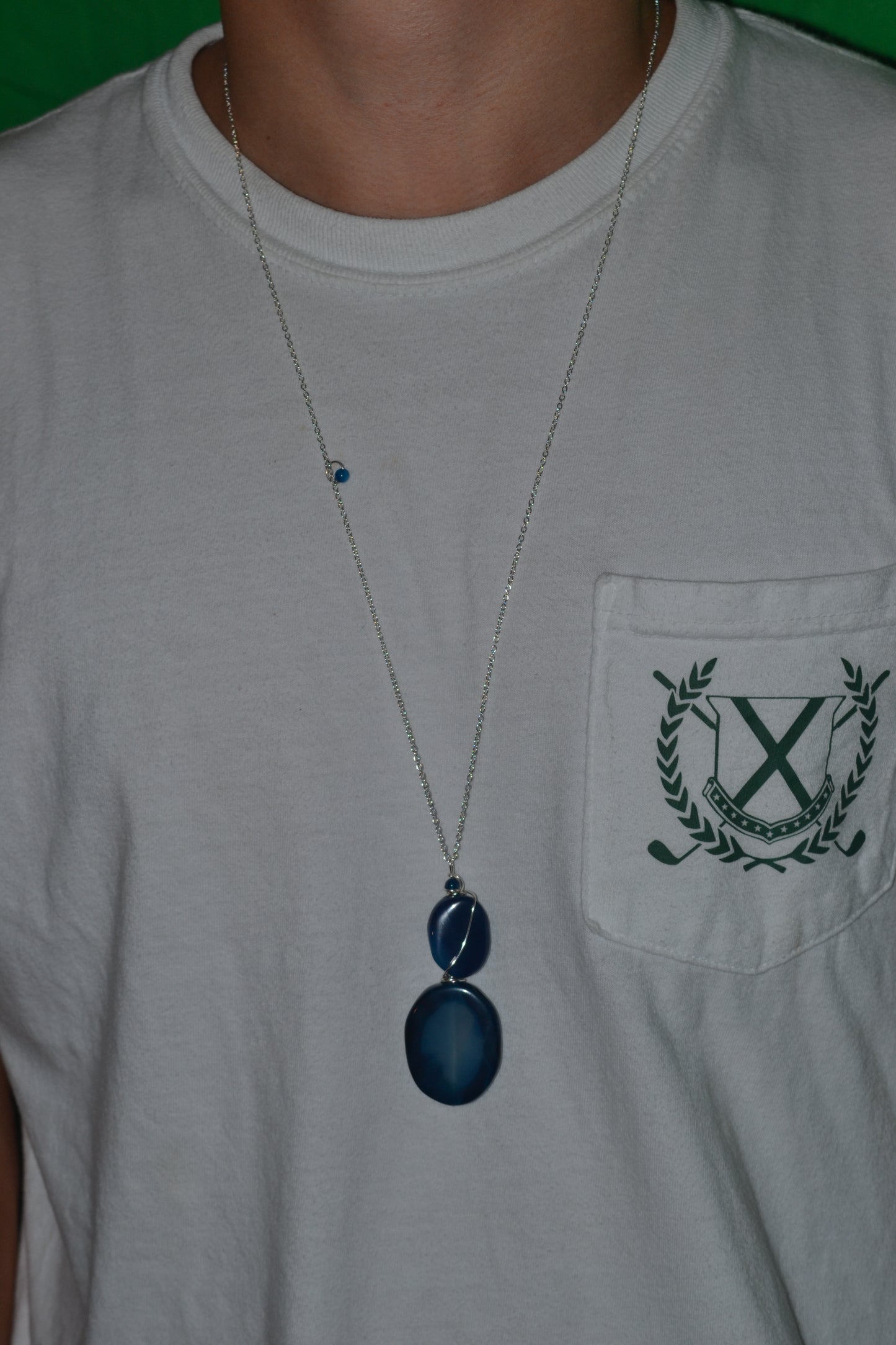Blue Lace Agate Necklace (20”)