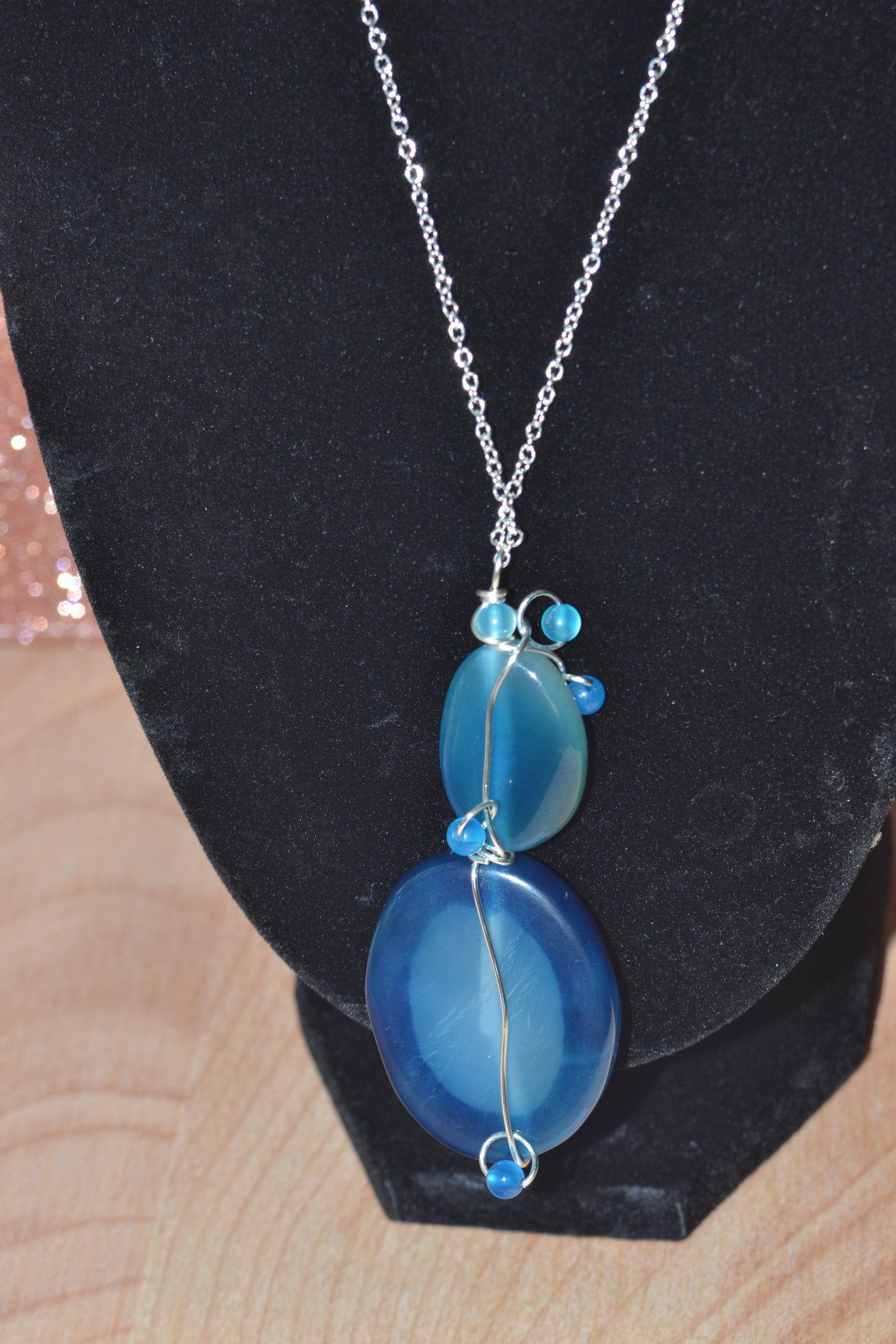 Blue Lace Agate Necklace (20”)