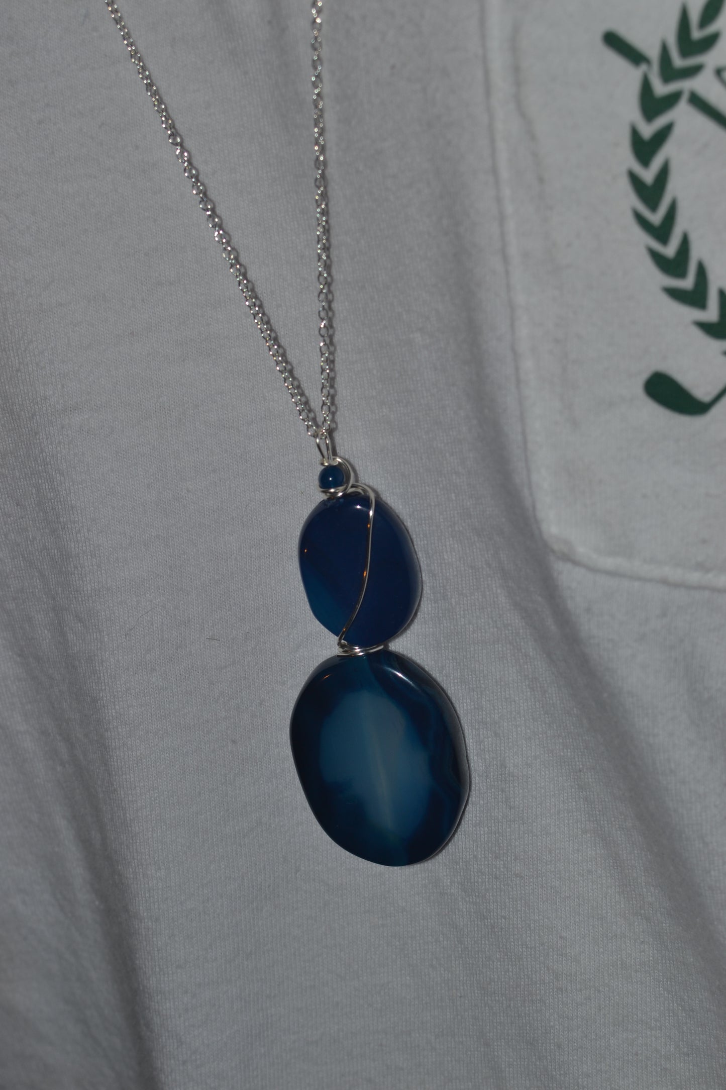 Blue Lace Agate Necklace (20”)