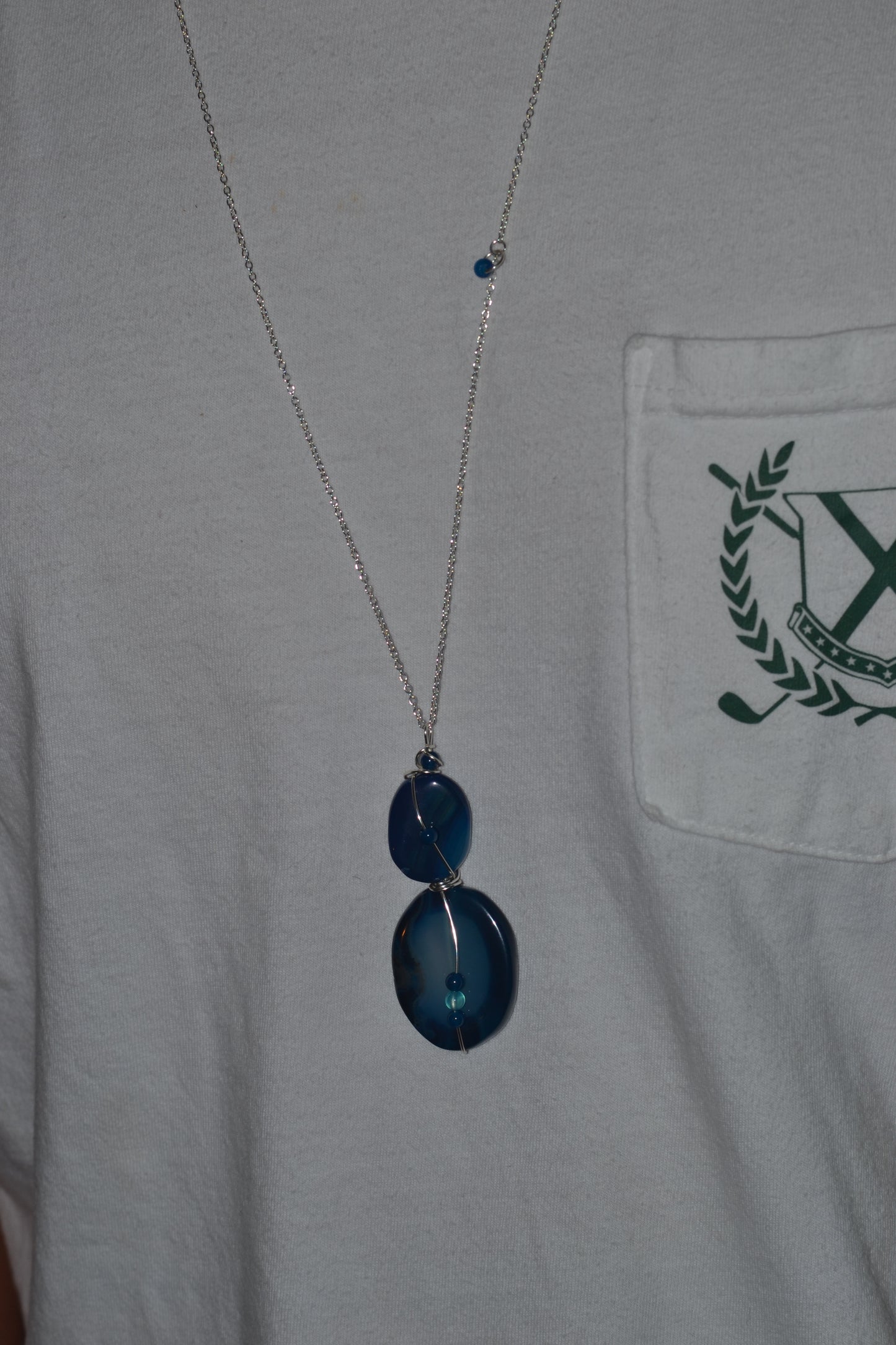 Blue Lace Agate Necklace (20”)