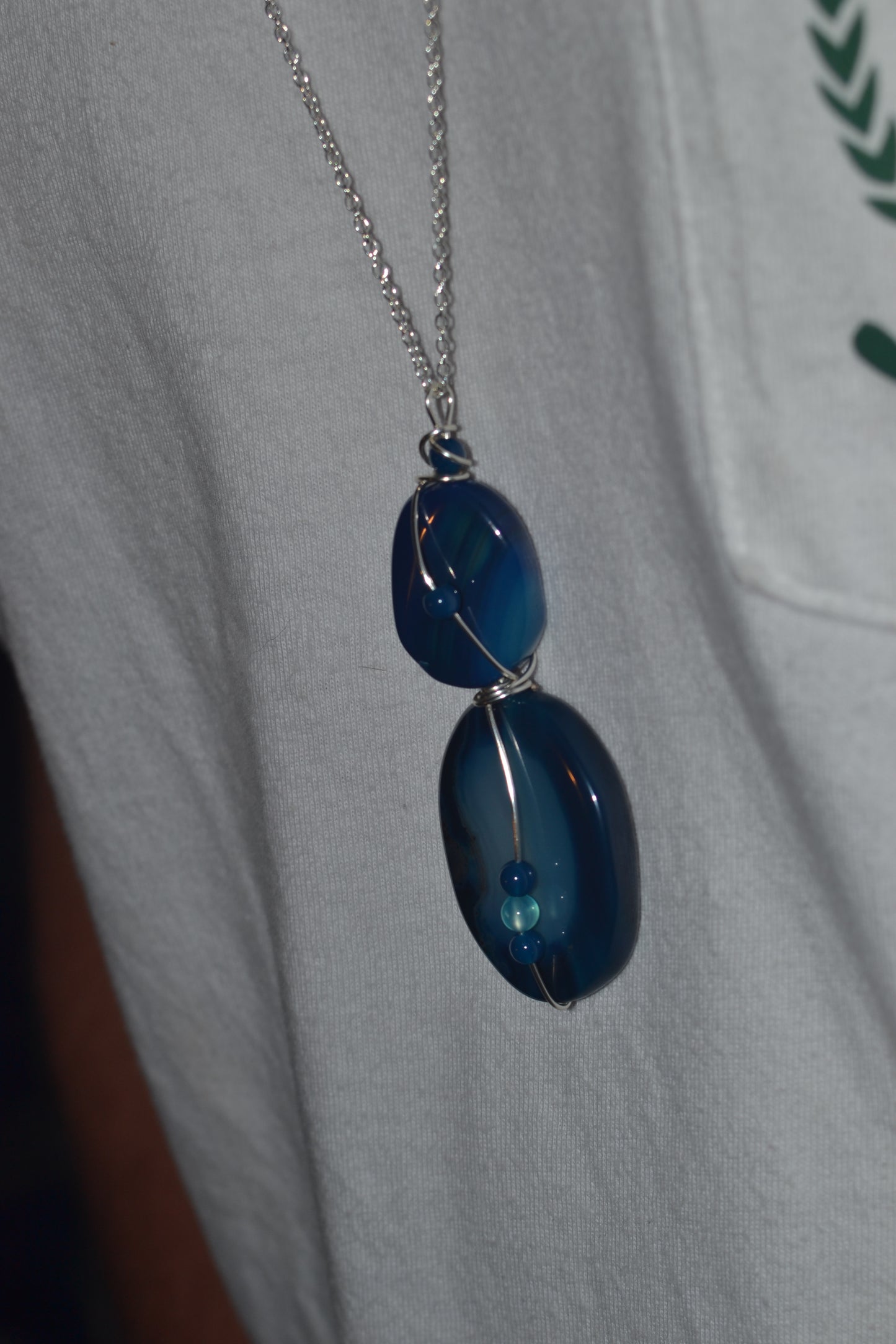 Blue Lace Agate Necklace (20”)