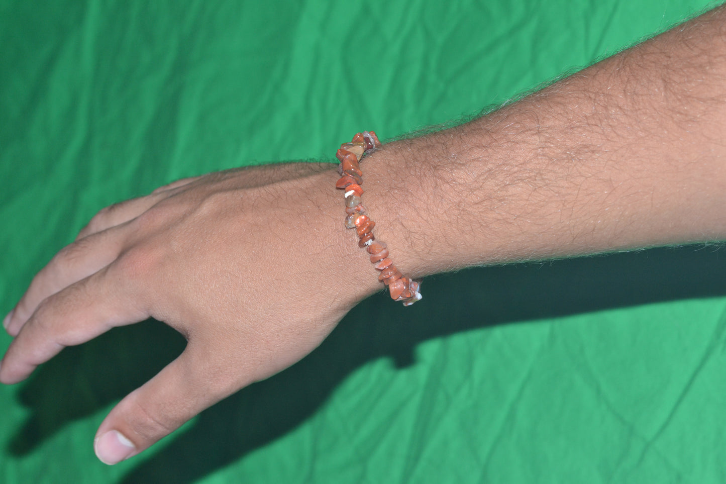 Fire Agate & Jasper Chip Bead Bracelet – Grounding & Protective Energy