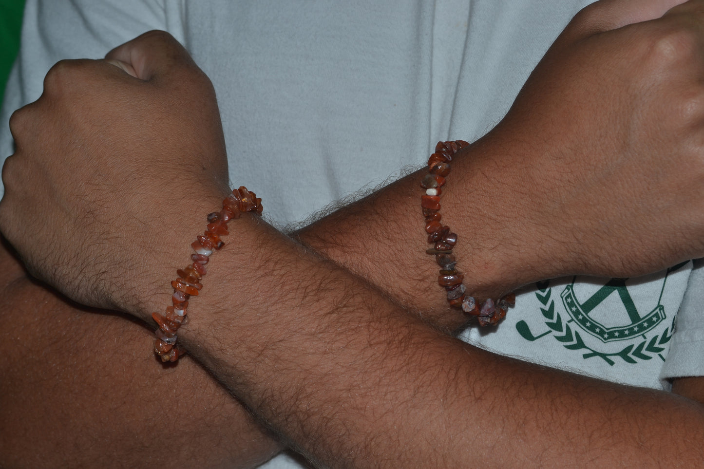 Fire Agate & Jasper Chip Bead Bracelet – Grounding & Protective Energy