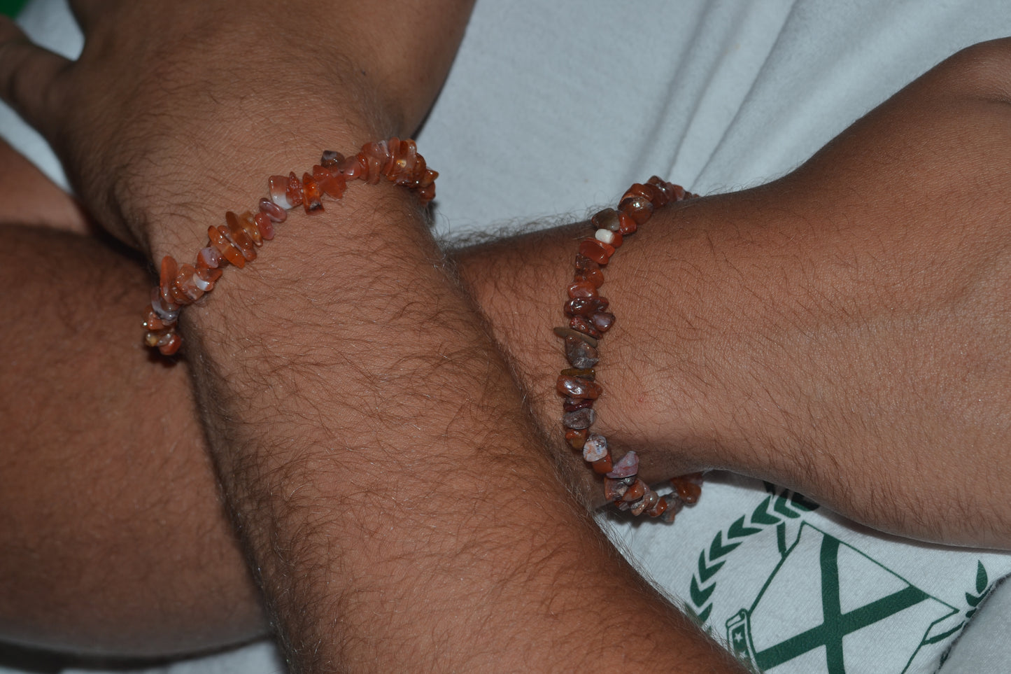 Fire Agate & Jasper Chip Bead Bracelet – Grounding & Protective Energy