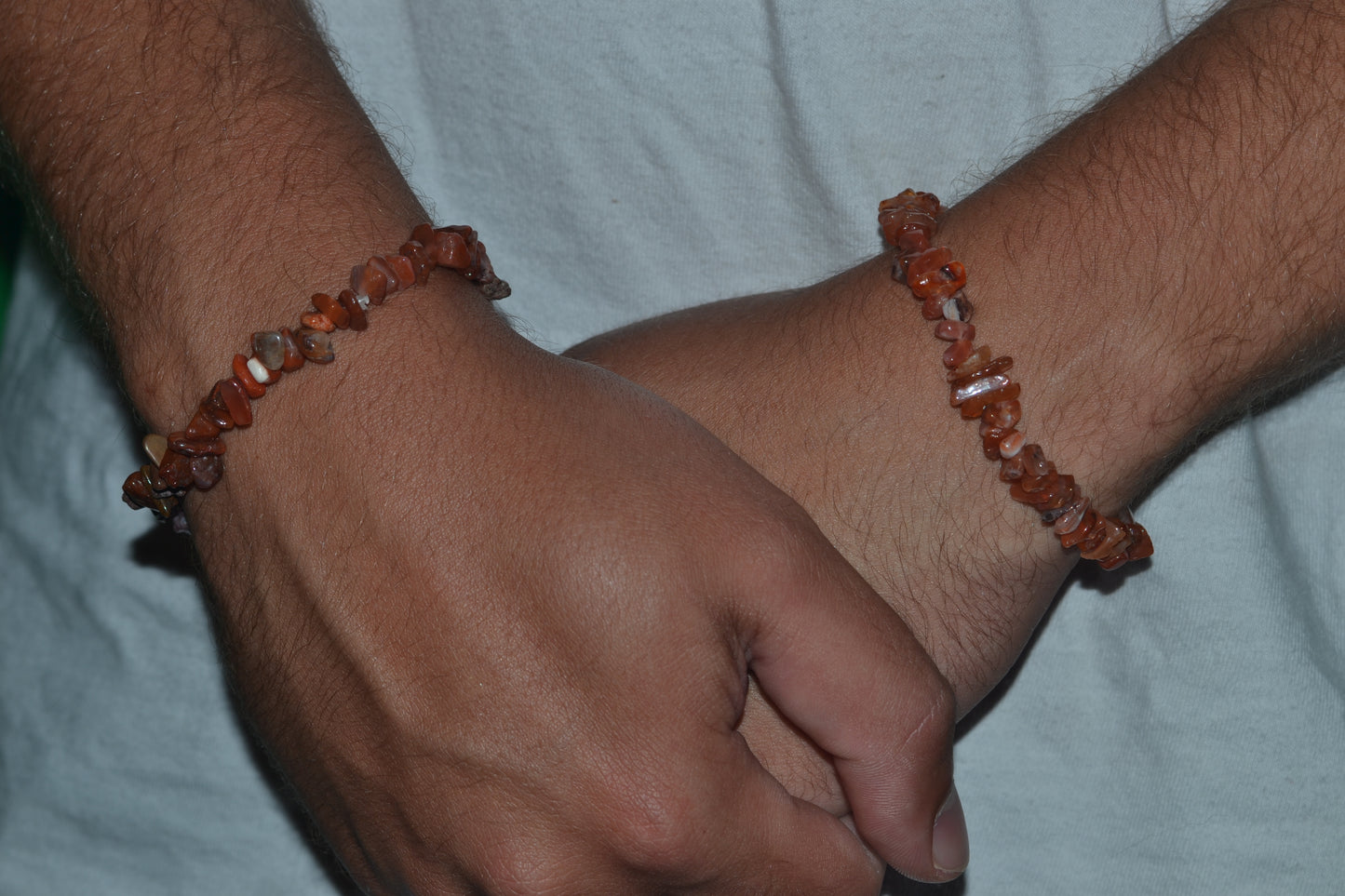 Fire Agate & Jasper Chip Bead Bracelet – Grounding & Protective Energy