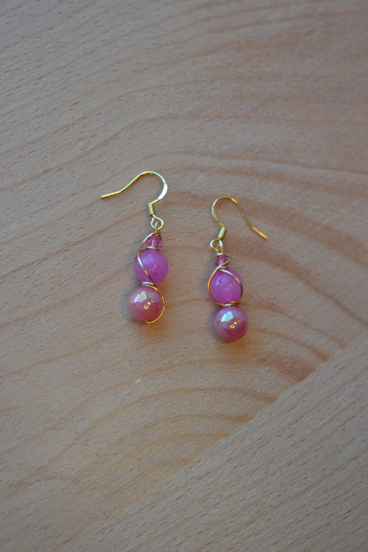 Pink Jade & Gold Set – Heart-Centered Confidence & Grace (925 Necklace + Earrings)